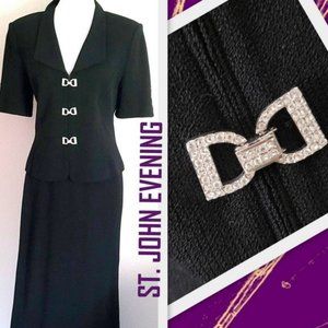 St. John EVENING Embellished Knit Formal Black Jacket Size 8